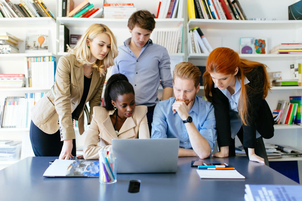 Group around a laptop