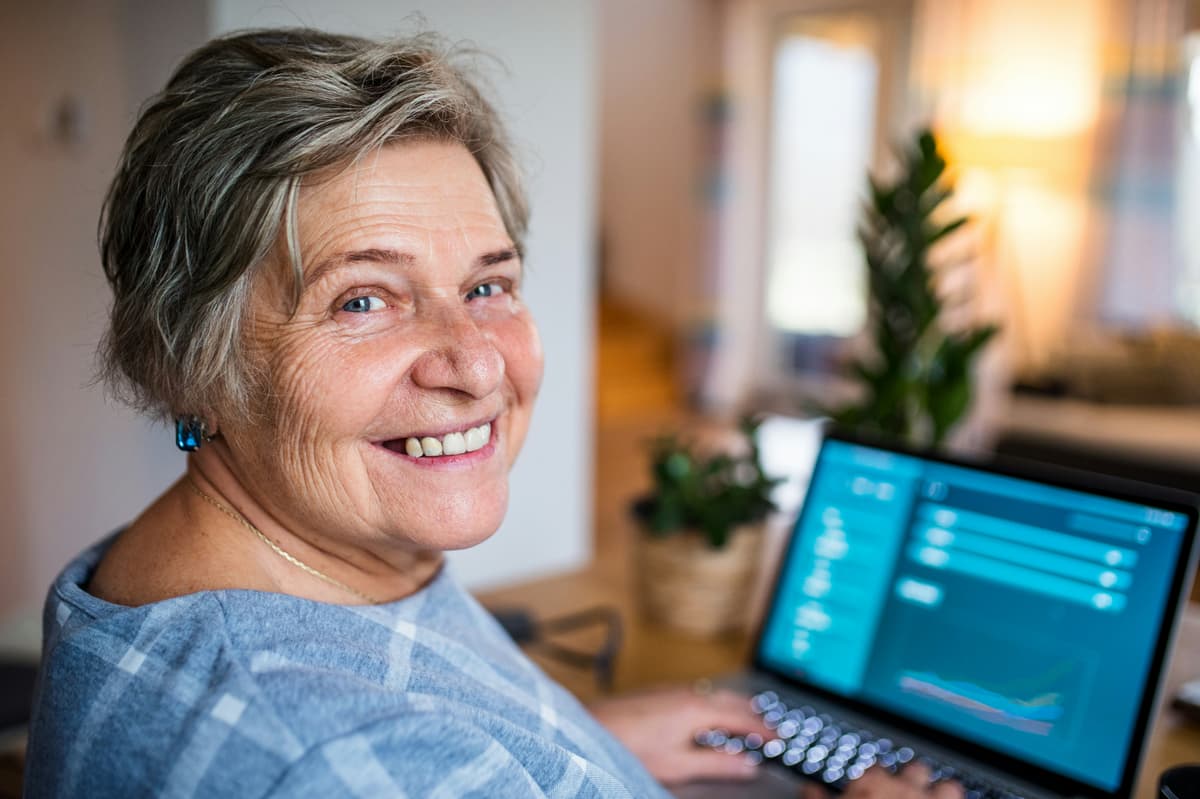 Woman working on a laptop
